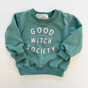 Minimalist Folk Co Sweatshirt | Good Witch Society | Green Graphic | 1–2Y | GUC